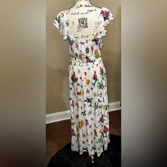 Resort wear colorful White Maxi Skirt set - Picture 2 of 2